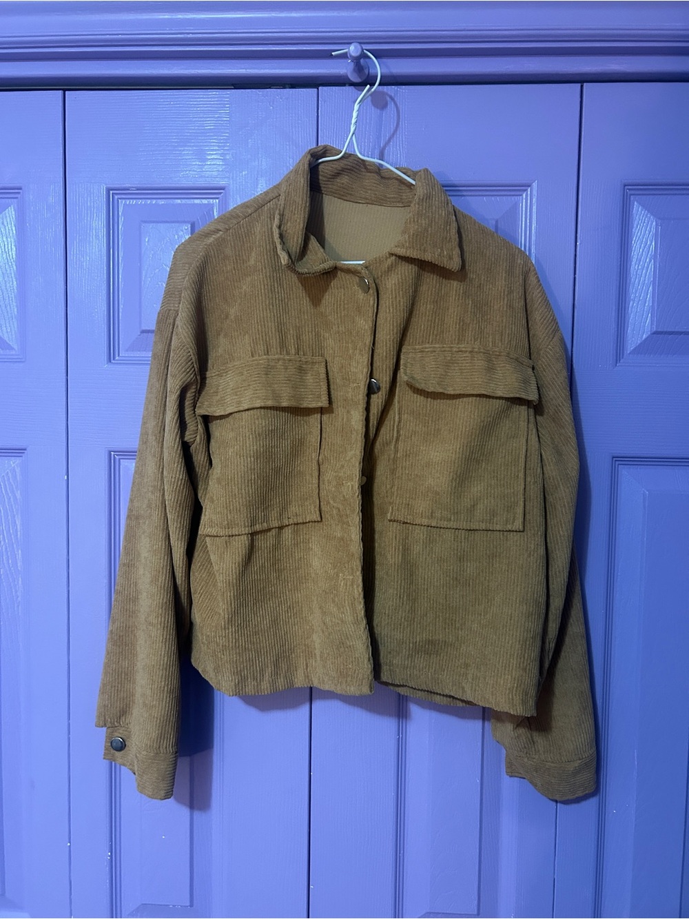 Brown Corduroy Jacket - Women's Crop Utility Coat